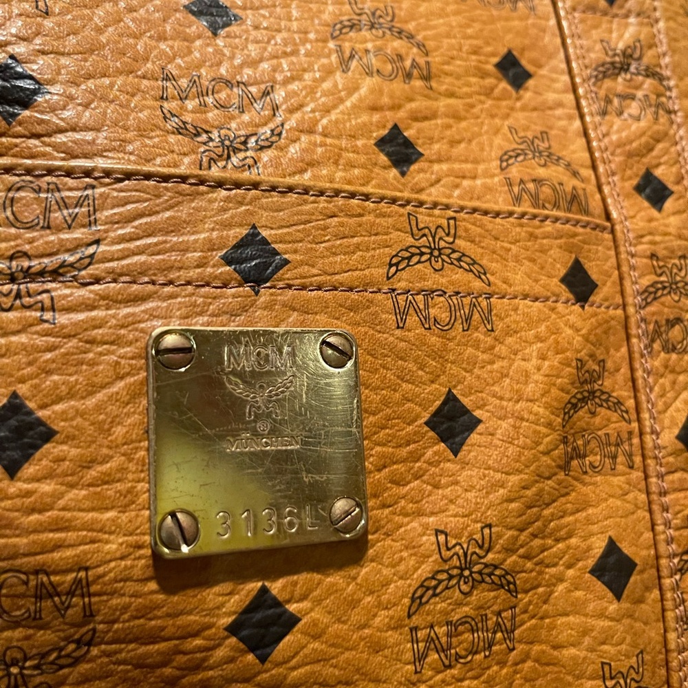 MCM Vintage Visetos Monogran Cognac Large Shopper Tote Carryall Shoulder Bag. - Picture 3 of 11